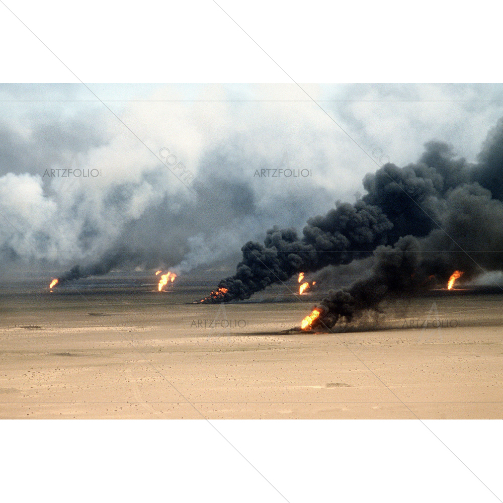 Kuwait Oil Fires, First Gulf War, Mar 21, 1991 — Ancient custom art by ArtzFolio
