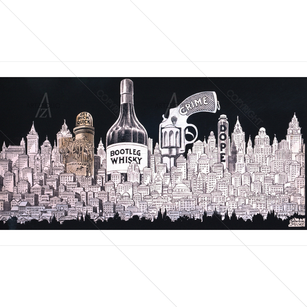Cityscape of Bootleg Whisky Crime Dope — custom-size art design 5010202