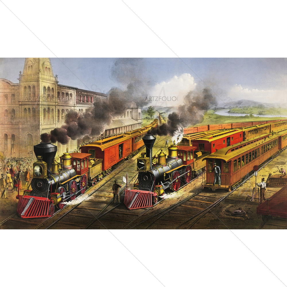 American Railroad Scene, 1847 — American custom art by ArtzFolio