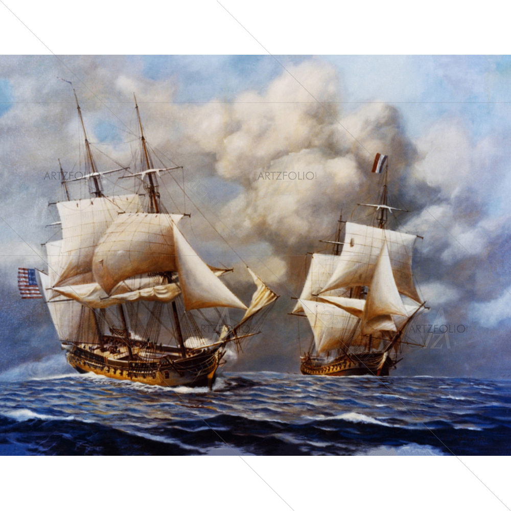Battle Between American and French Frigate, Feb 9, 1799 — American custom art by ArtzFolio
