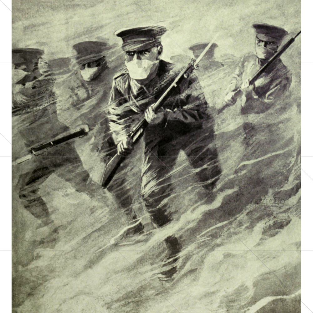 Germans Introducing Poison Gas, Ypres, Belgium — Ancient custom art by ArtzFolio
