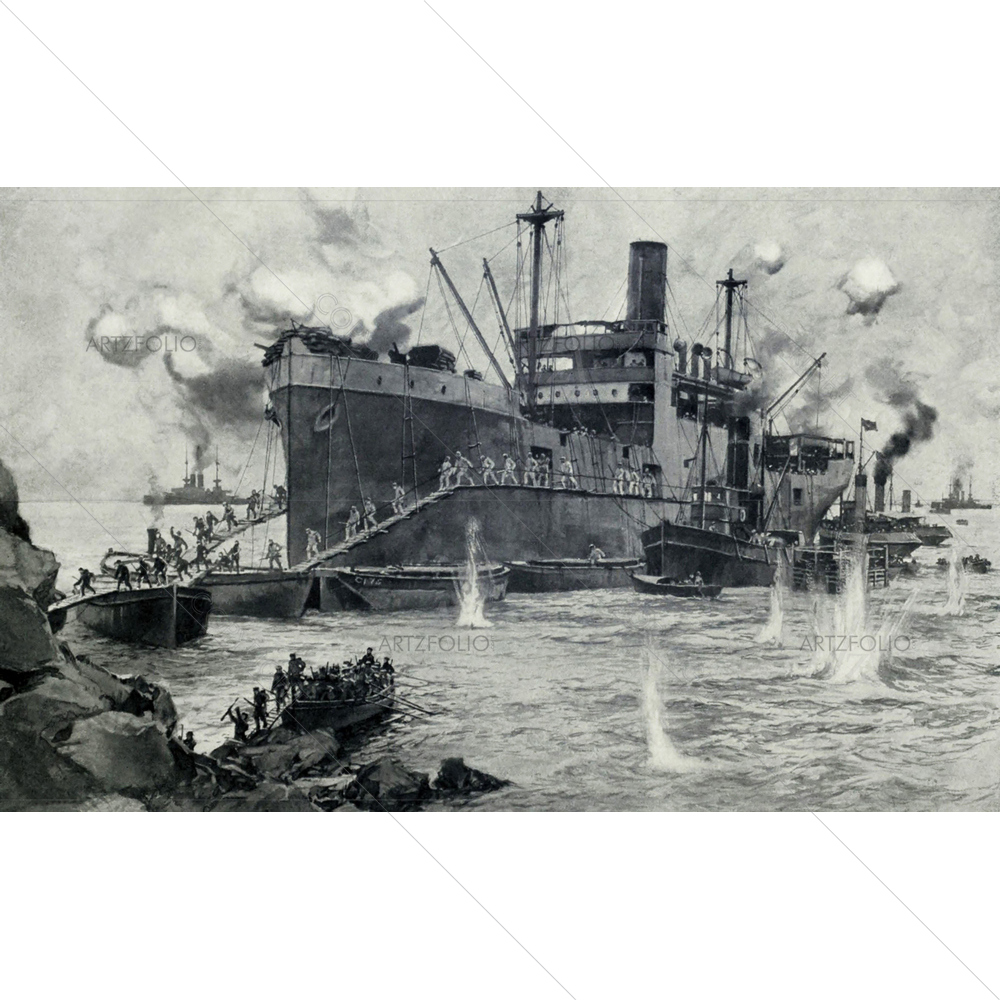 WWI, British Invasion At Seddul Bahr, Gallipoli — custom-size art design 5010218