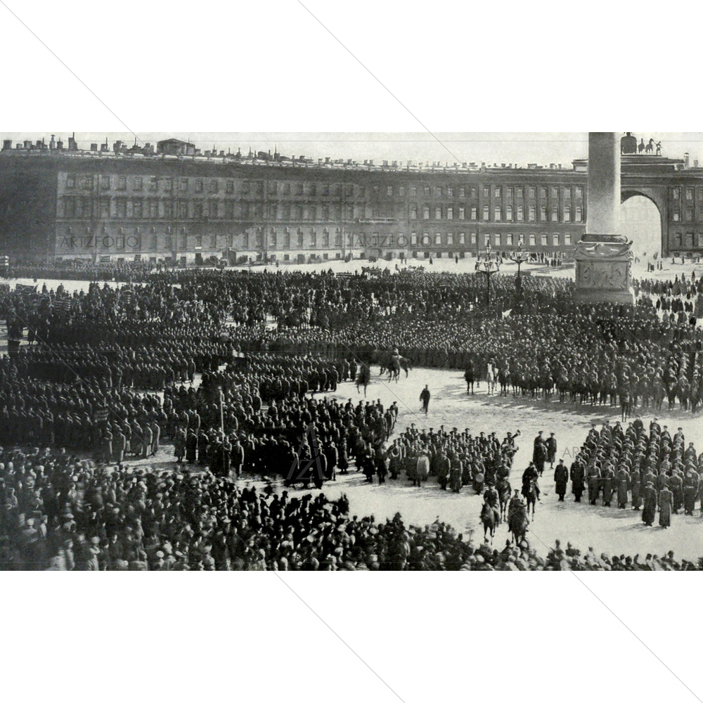 Russian Army Officers Taking Oath of Allegiance to October Revolution, 1917 — custom-size art design 5010232