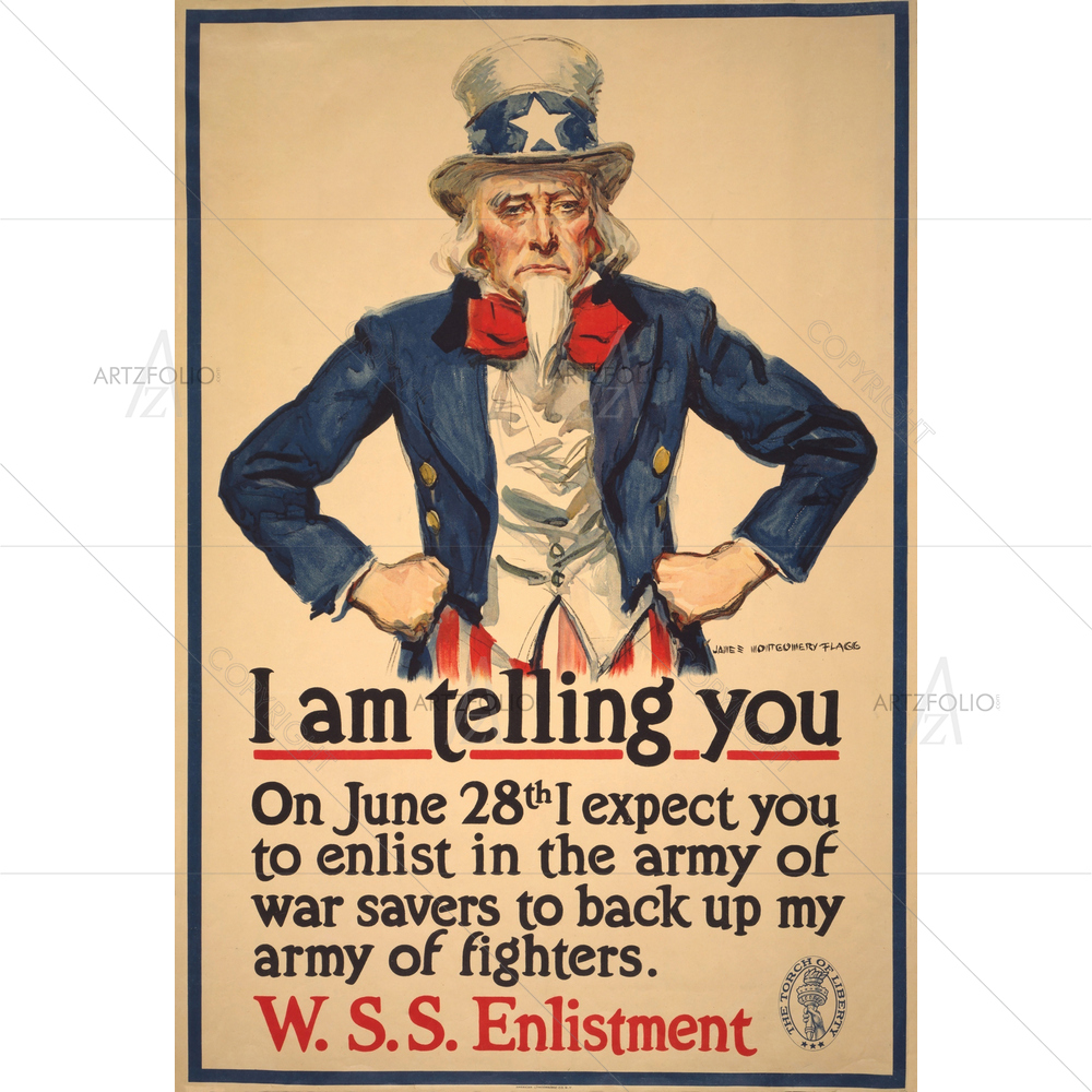 Classic Uncle Sam in World War 1, 1918 — American custom art by ArtzFolio