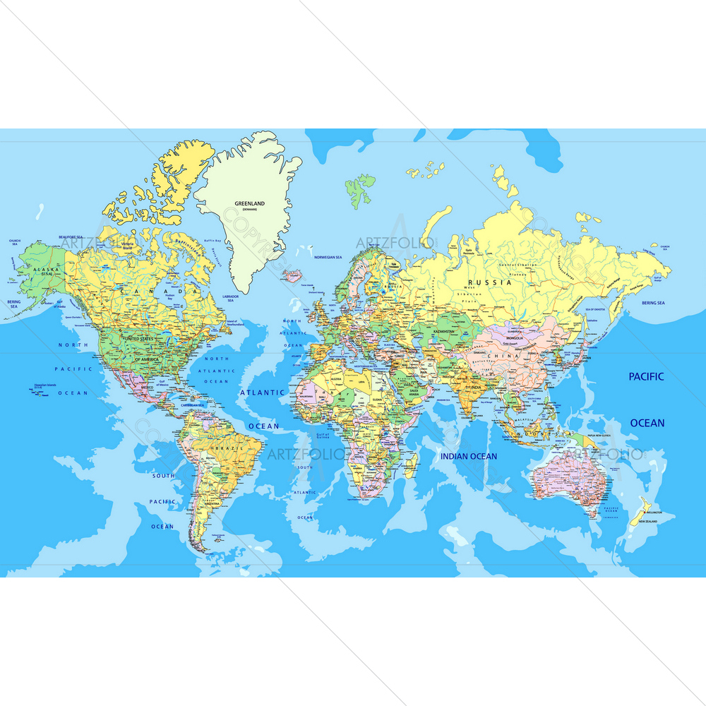 Political World Map — custom-size art design 5010239