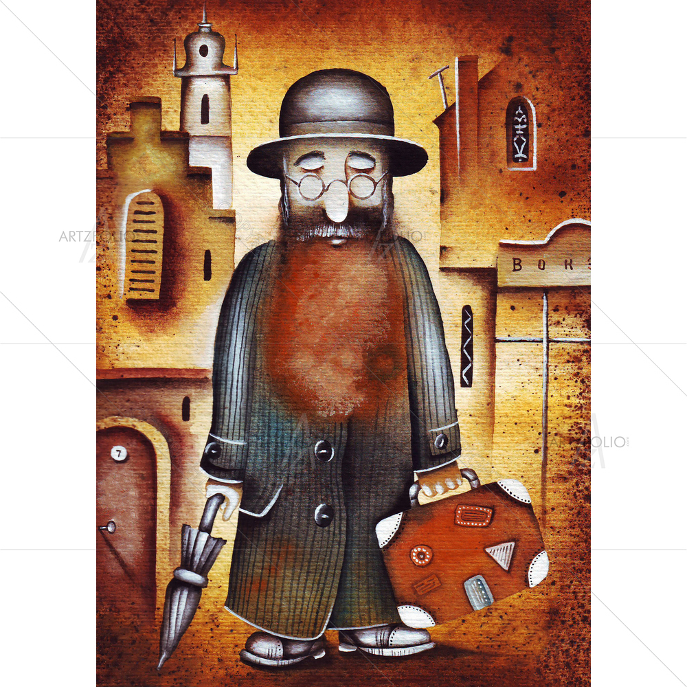 Old Man with a Suitcase — Adult custom art by ArtzFolio