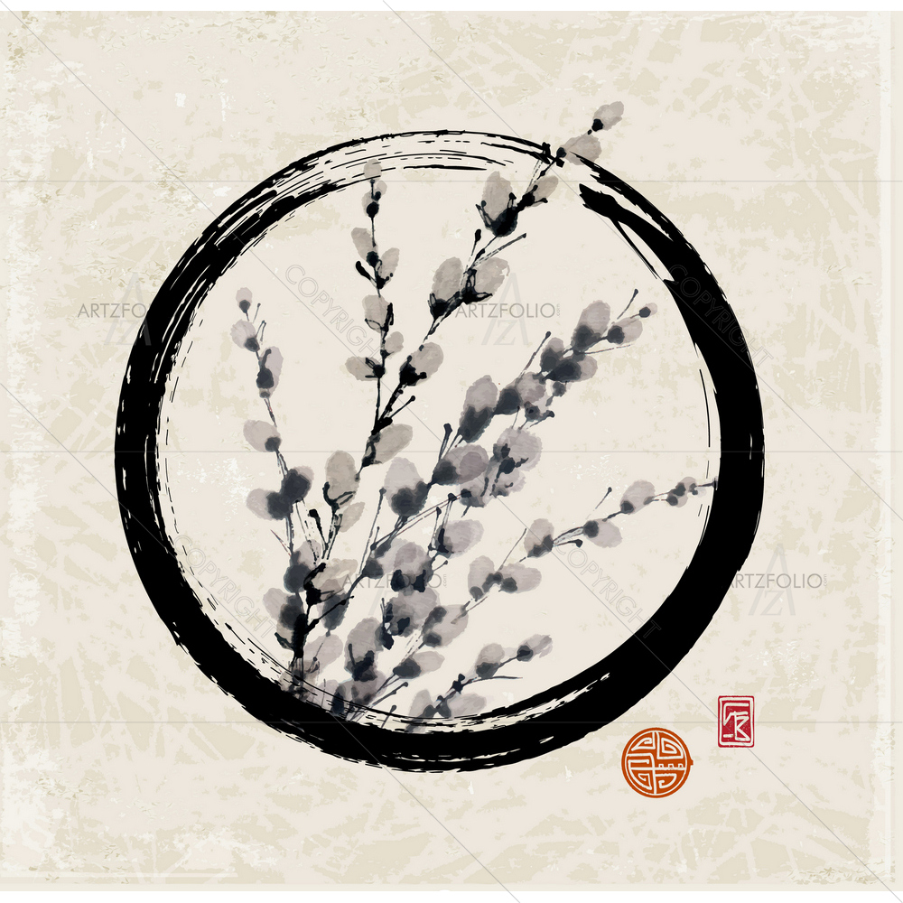 Traditional Japanese Pussy Willow — custom-size art design 5010262