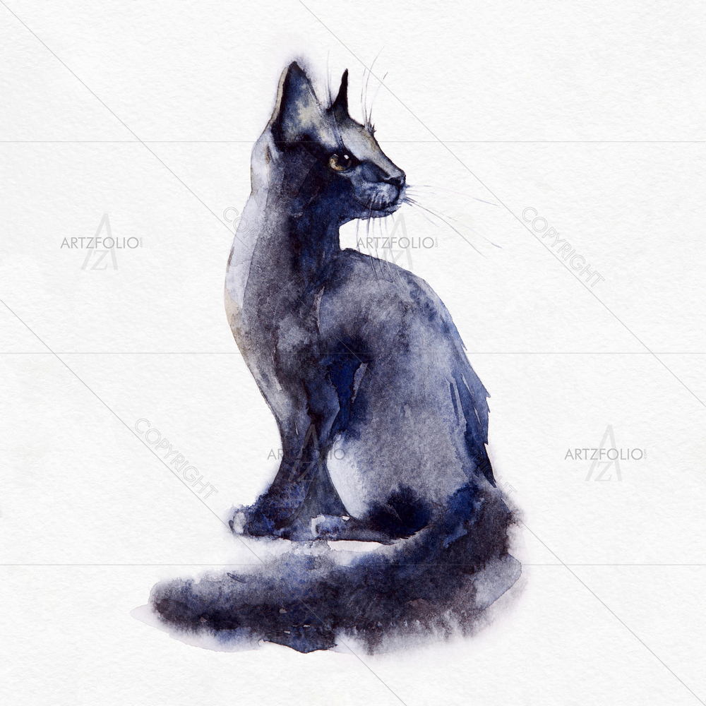 Watercolor Cat — custom-size art design 5010268