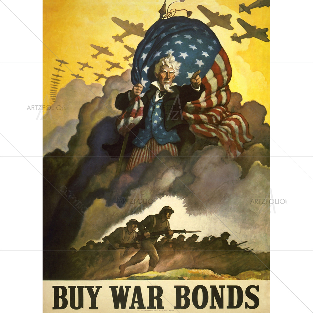 Buy War Bonds, World War 2, 1942 — American custom art by ArtzFolio