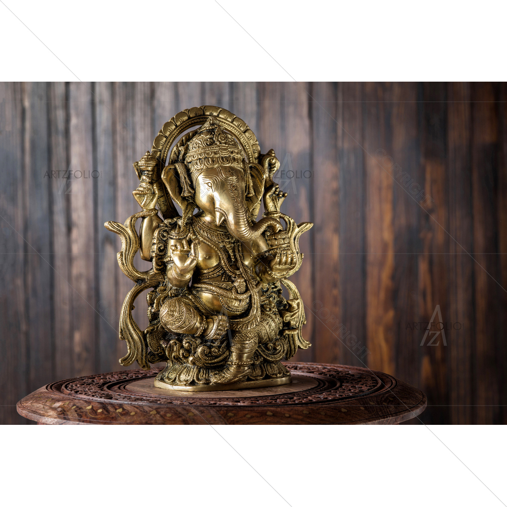 Golden Lord Ganesha — Devotional custom art by ArtzFolio