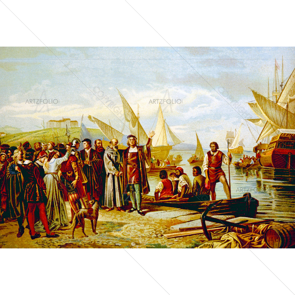 Christopher Columbus' Embarkation, Spain, 1492 D1 — Devotional custom art by ArtzFolio