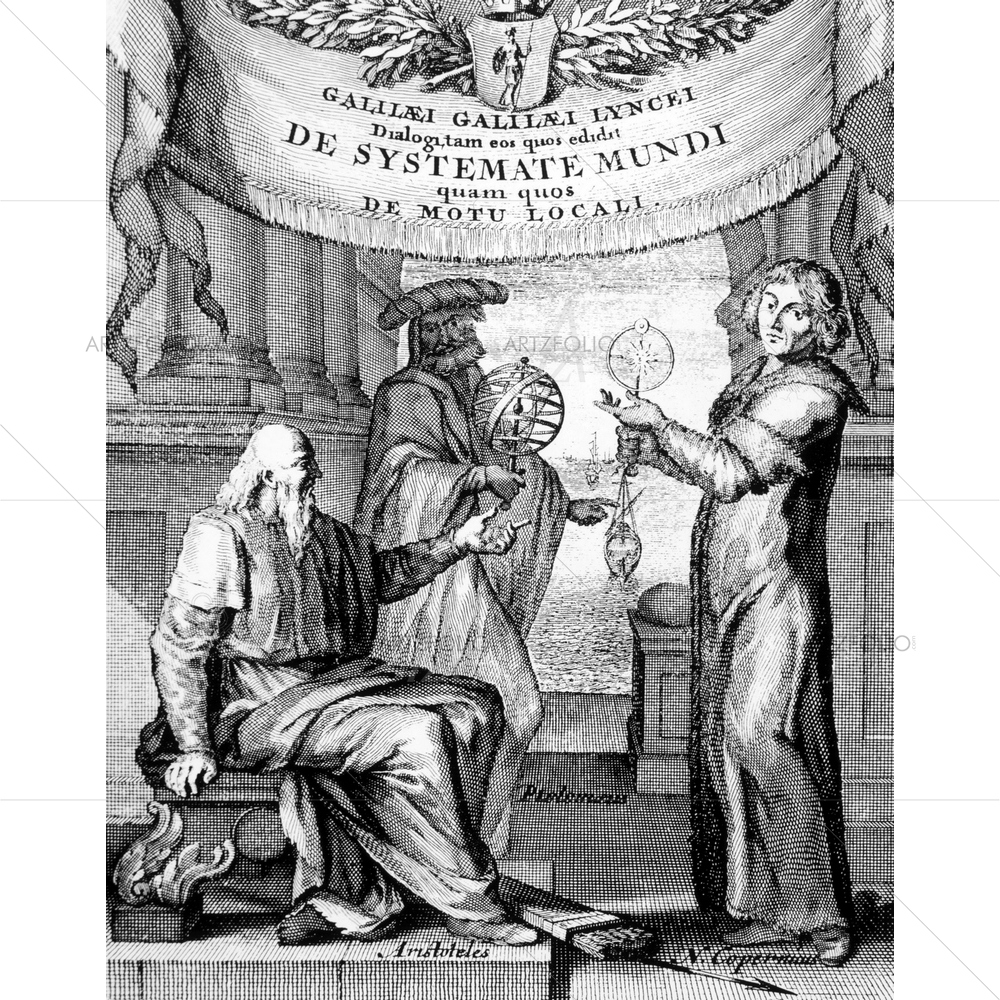 Frontispiece of Galileo's De Systemate Mundi, 1635 — Ancient custom art by ArtzFolio