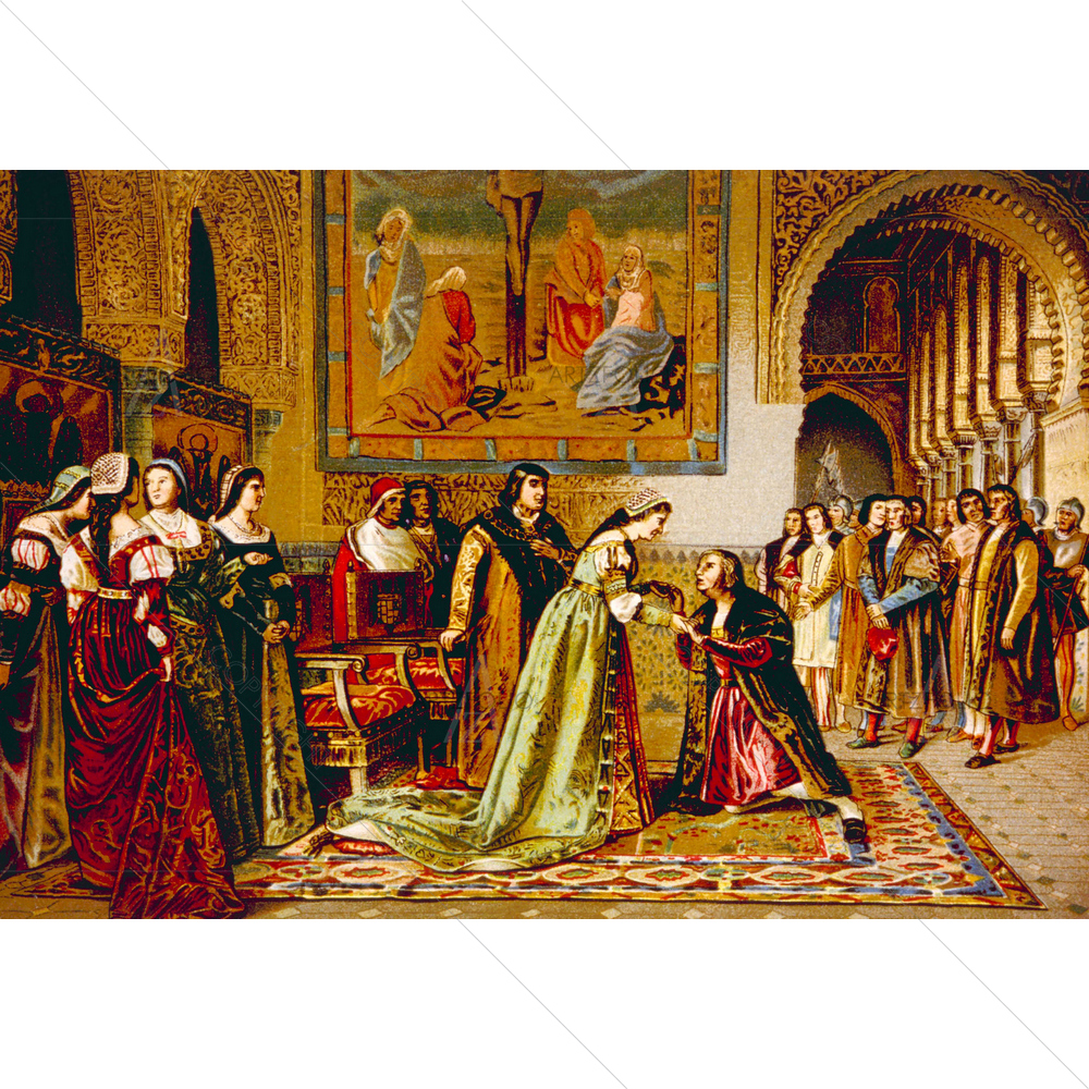 Christopher Columbus Received by King Ferdinand, Francisco Jover, 1892 — Devotional custom art by ArtzFolio