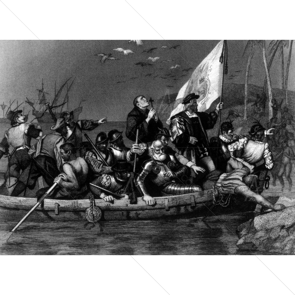 Christopher Columbus Landing in New World, 1492 D1 — Devotional custom art by ArtzFolio