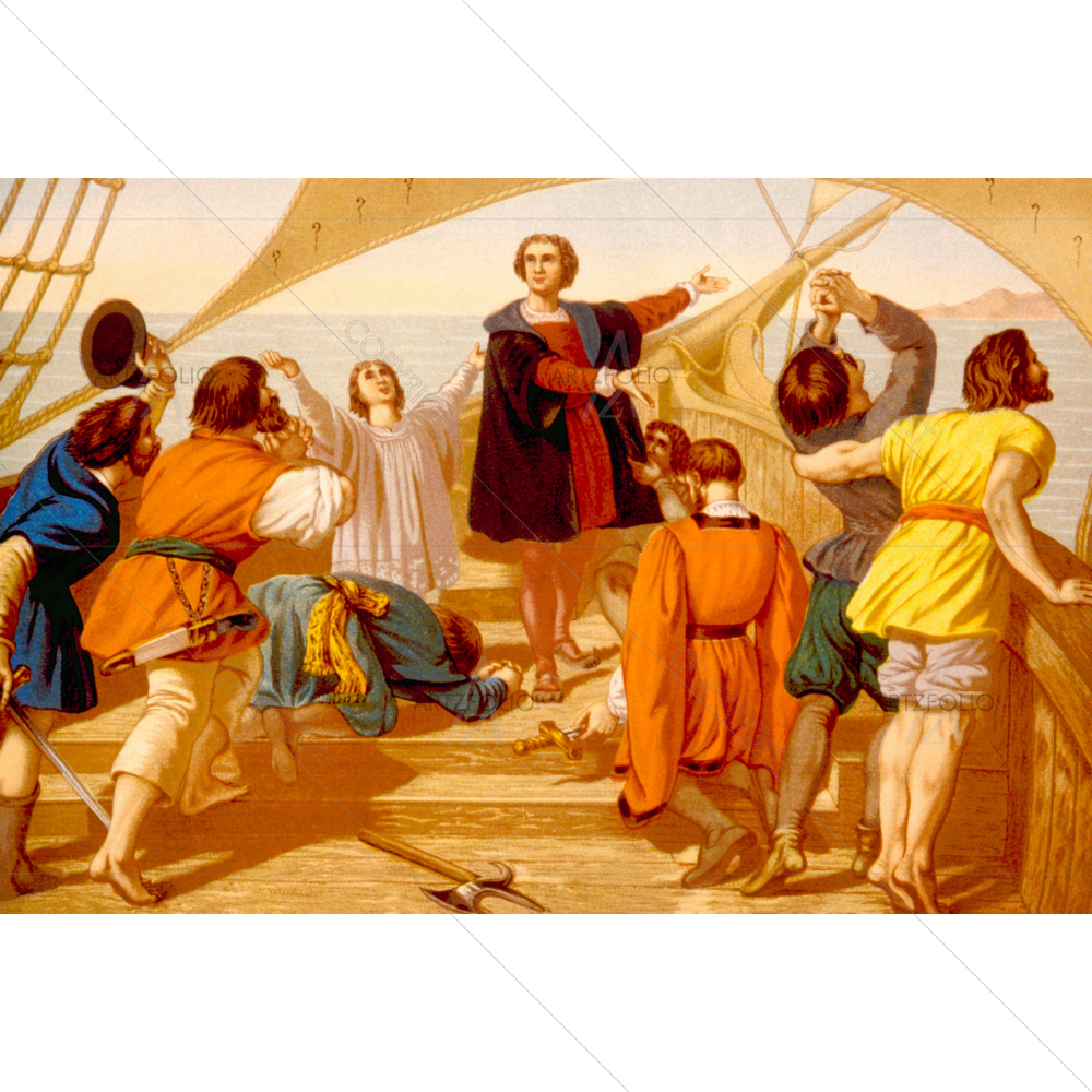 Christopher Columbus' First View of New World, Oct 1492 — custom-size art design 5010311