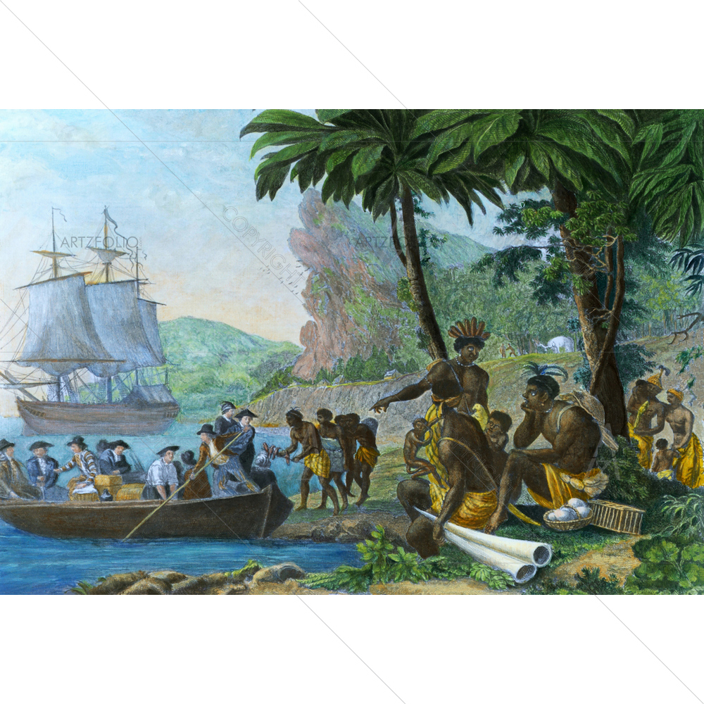 18th Century Europeans Trading with West Africans — custom-size art design 5010327