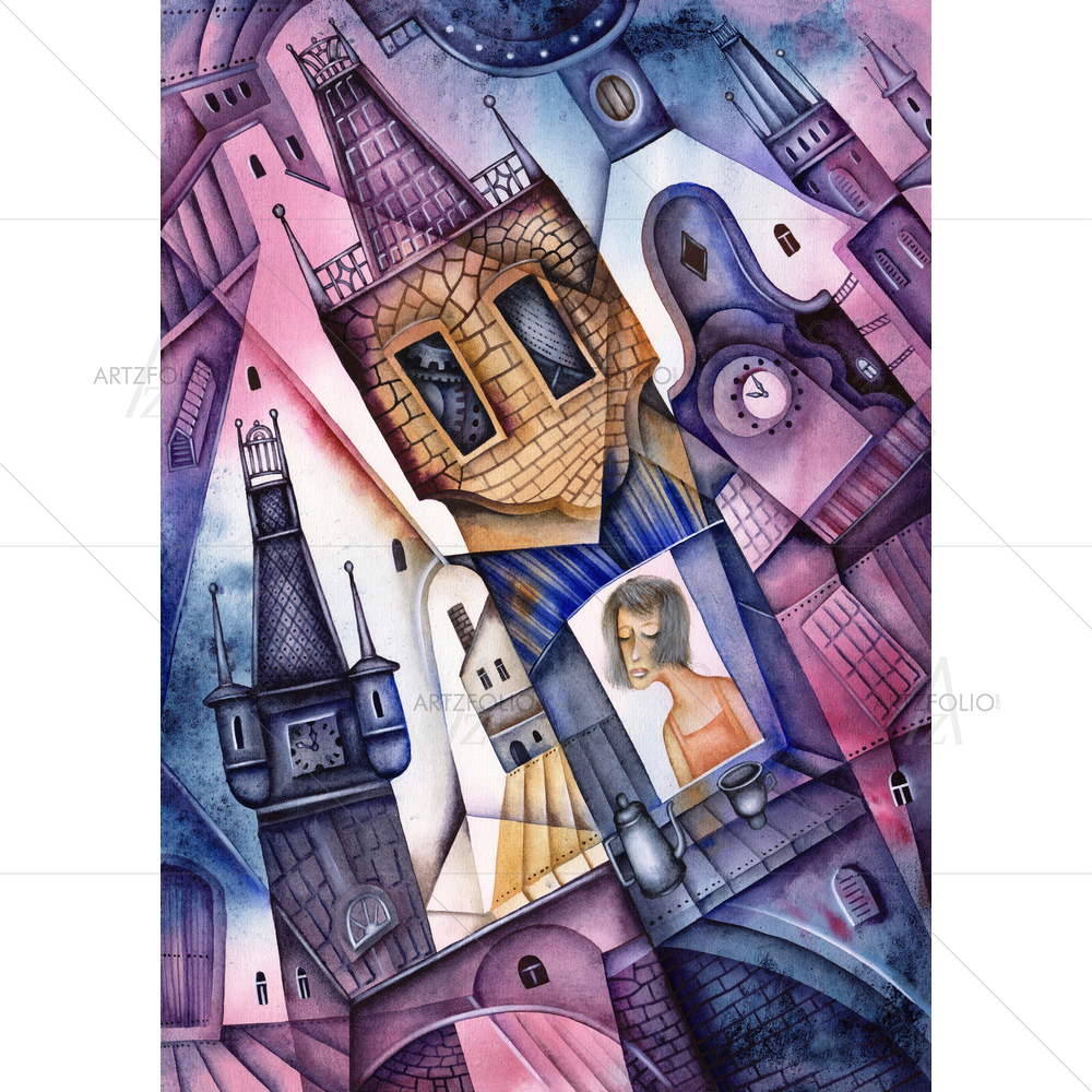 Elegant Lady in Tower — Ancient custom art by ArtzFolio