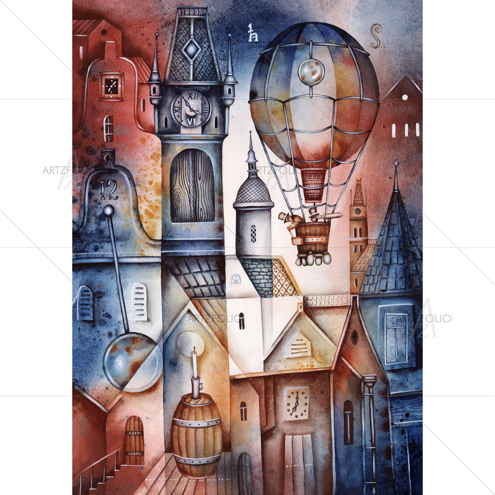 Air Balloon in the Prague City — custom-size art design 5010335