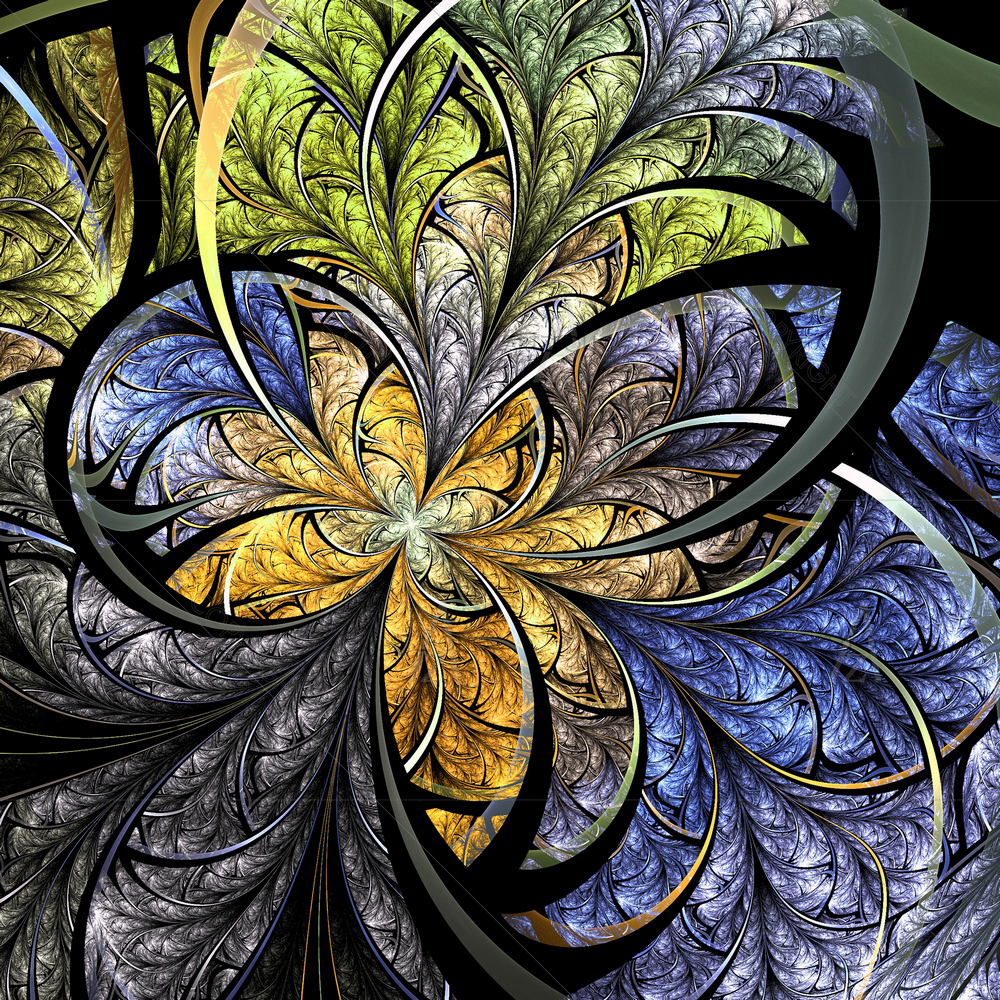 Yellow Fractal Butterfly — Botanical custom art by ArtzFolio
