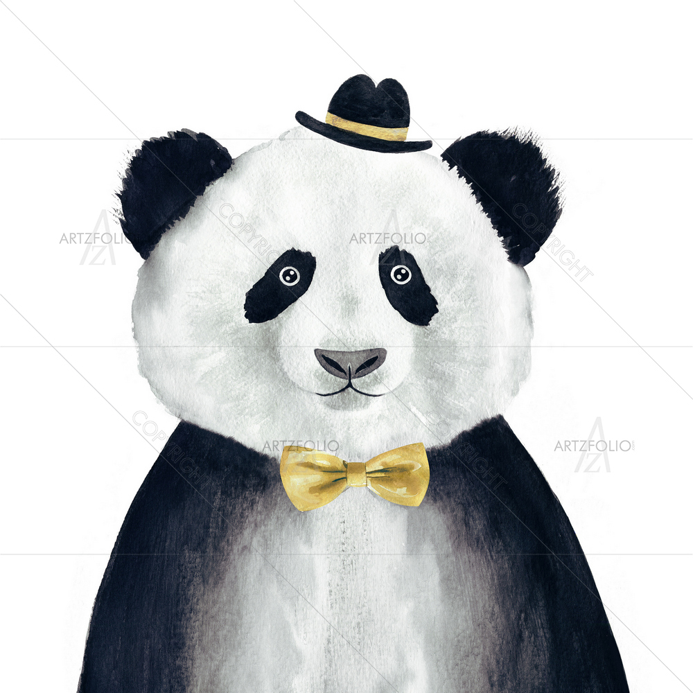 Hipster Panda — Ancient custom art by ArtzFolio