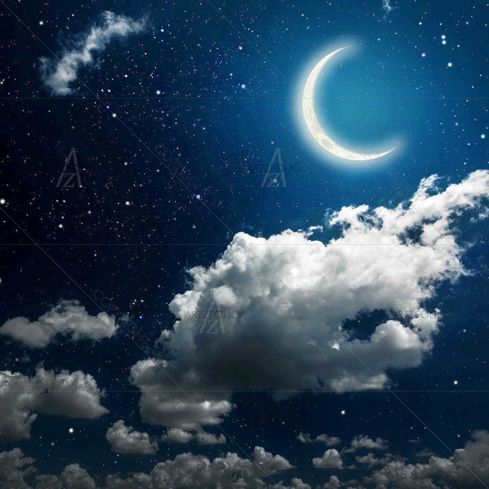 Night Sky with Stars, Moon, Clouds, NASA — Astrology custom art by ArtzFolio