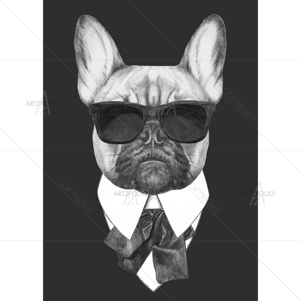 Monochrome French Bulldog — custom-size art design 5010397