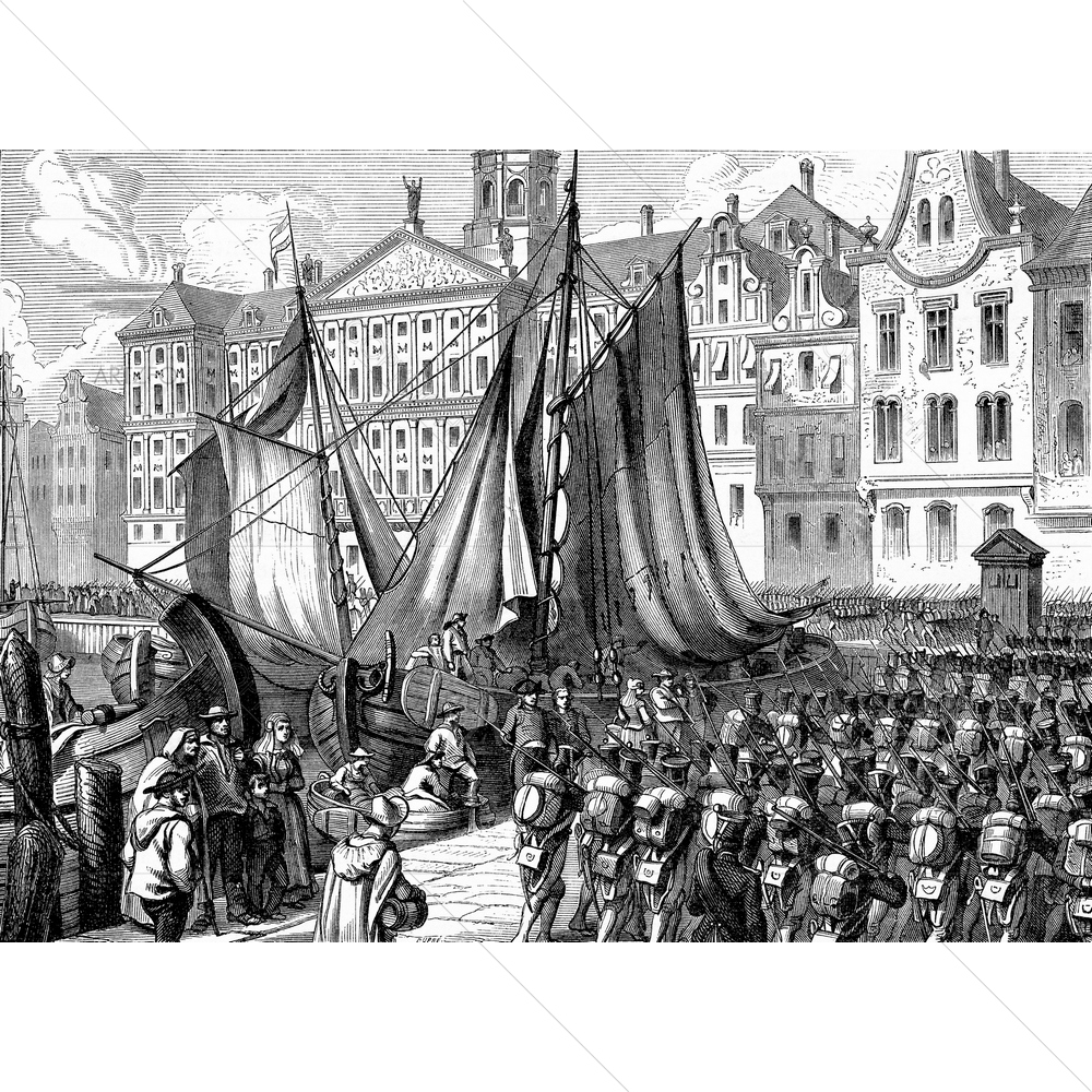 French Troops in Amsterdam — Ancient custom art by ArtzFolio