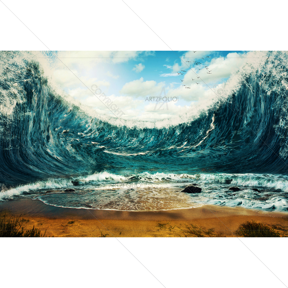 Waves Surrounded Dry Sand — custom-size art design 5010427