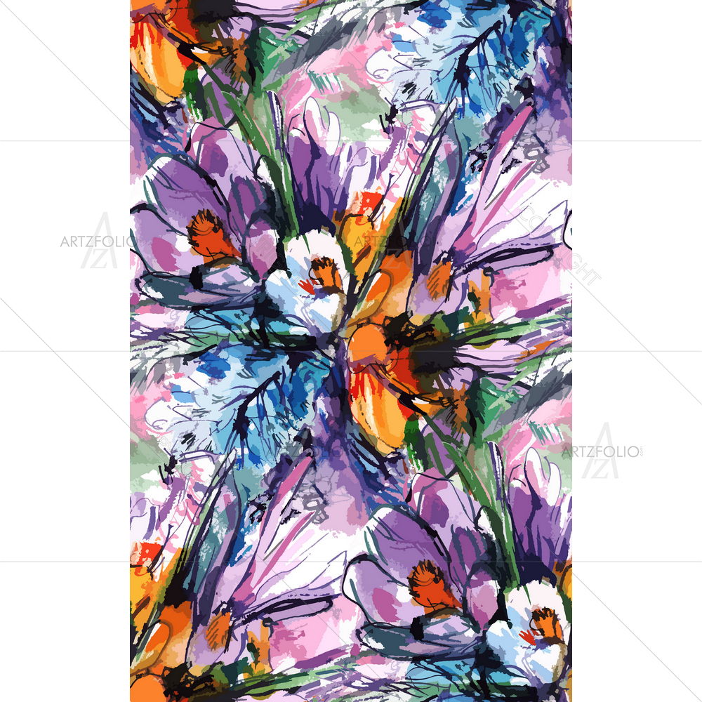 Watercolor Bouquet Flowers — Botanical custom art by ArtzFolio