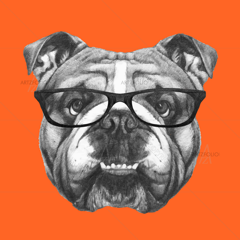 English Bulldog Portrait — Ancient custom art by ArtzFolio
