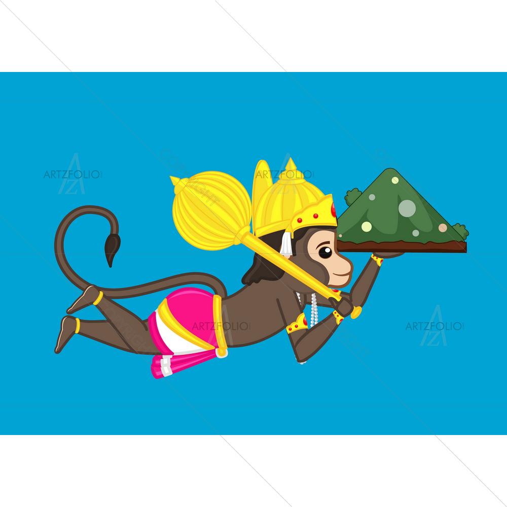 Lord Hanuman Carrying Mountain — custom-size art design 5010460