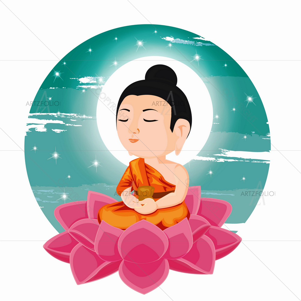 Lord Buddha Sitting on Lotus — Devotional custom art by ArtzFolio