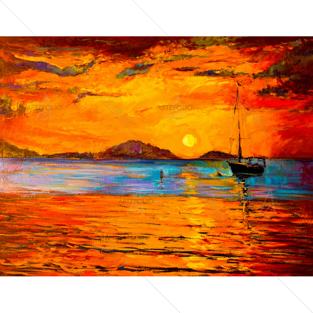 Sunset Over the Ocean — Abstract custom art by ArtzFolio