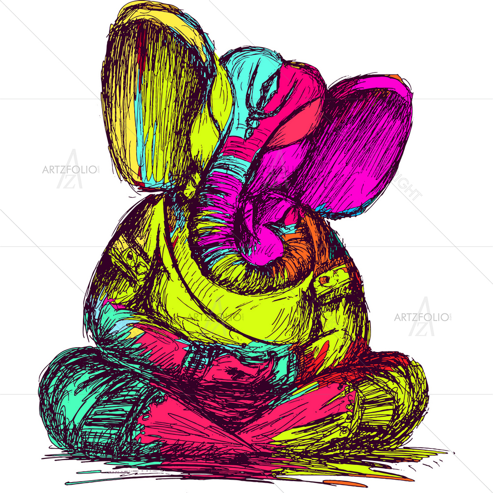 Colorful Lord Ganesha — Devotional custom art by ArtzFolio