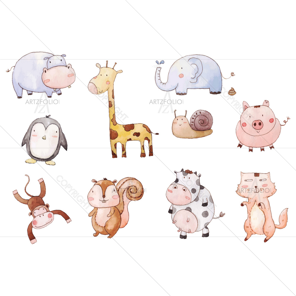 Cartoon Baby Animals D1 — African custom art by ArtzFolio