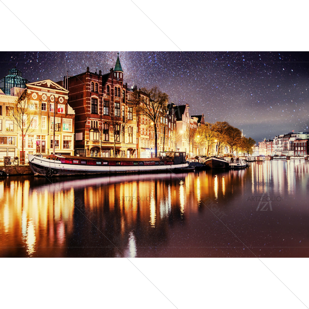 Night View, Amsterdam D2 — custom-size art design 5010477