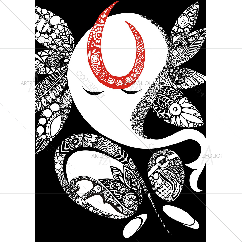 Hindu God Ganesha D5 — Devotional custom art by ArtzFolio