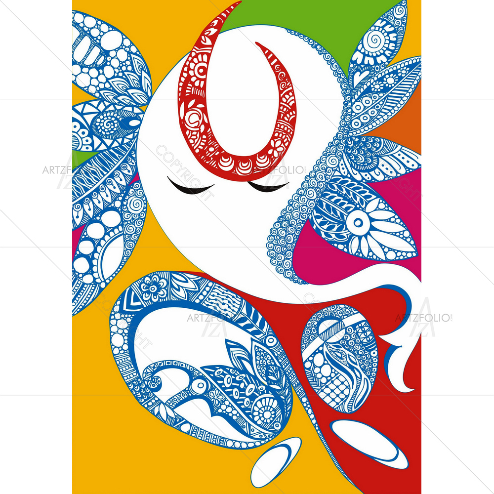 Hindu God Ganesha D6 — Devotional custom art by ArtzFolio