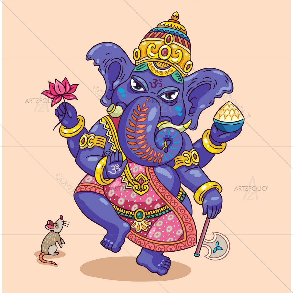 Hindu God Ganesha D7 — Devotional custom art by ArtzFolio