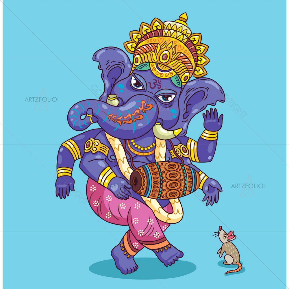 Hindu God Ganesha D8 — Devotional custom art by ArtzFolio