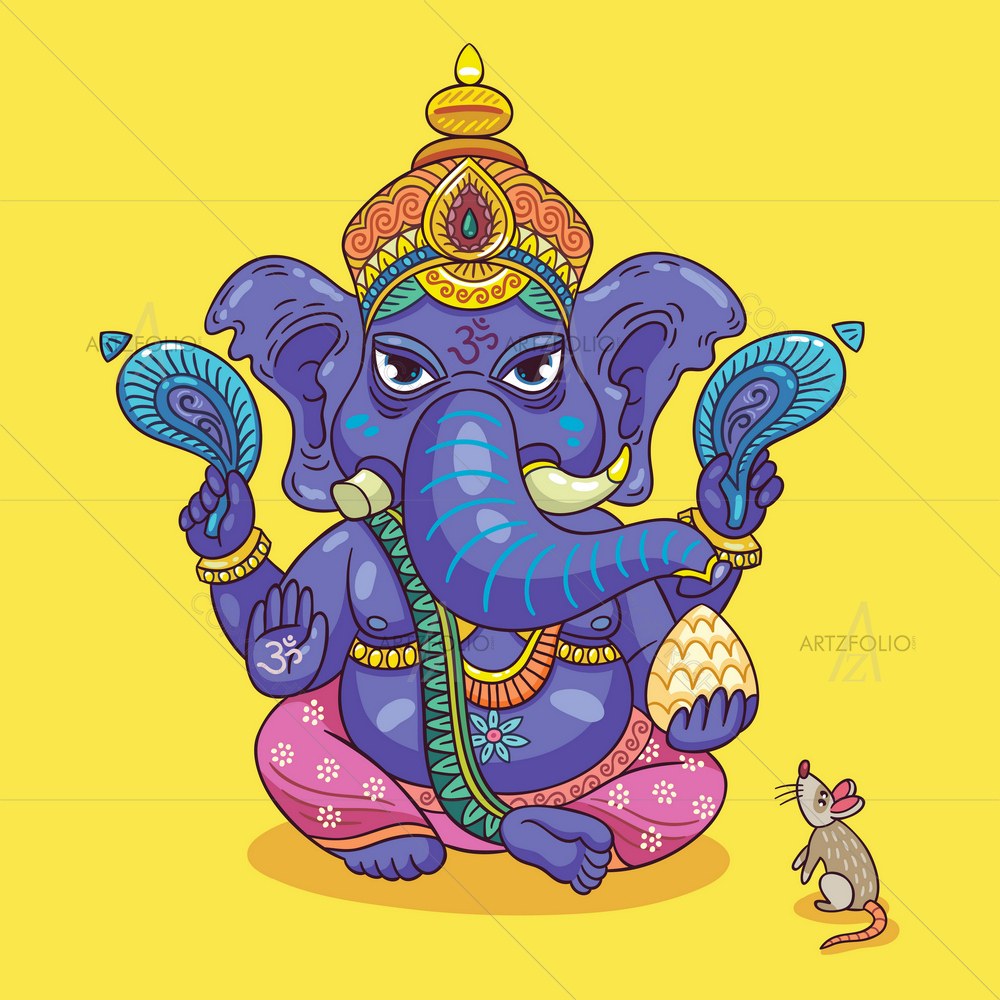 Hindu God Ganesha D9 — Devotional custom art by ArtzFolio