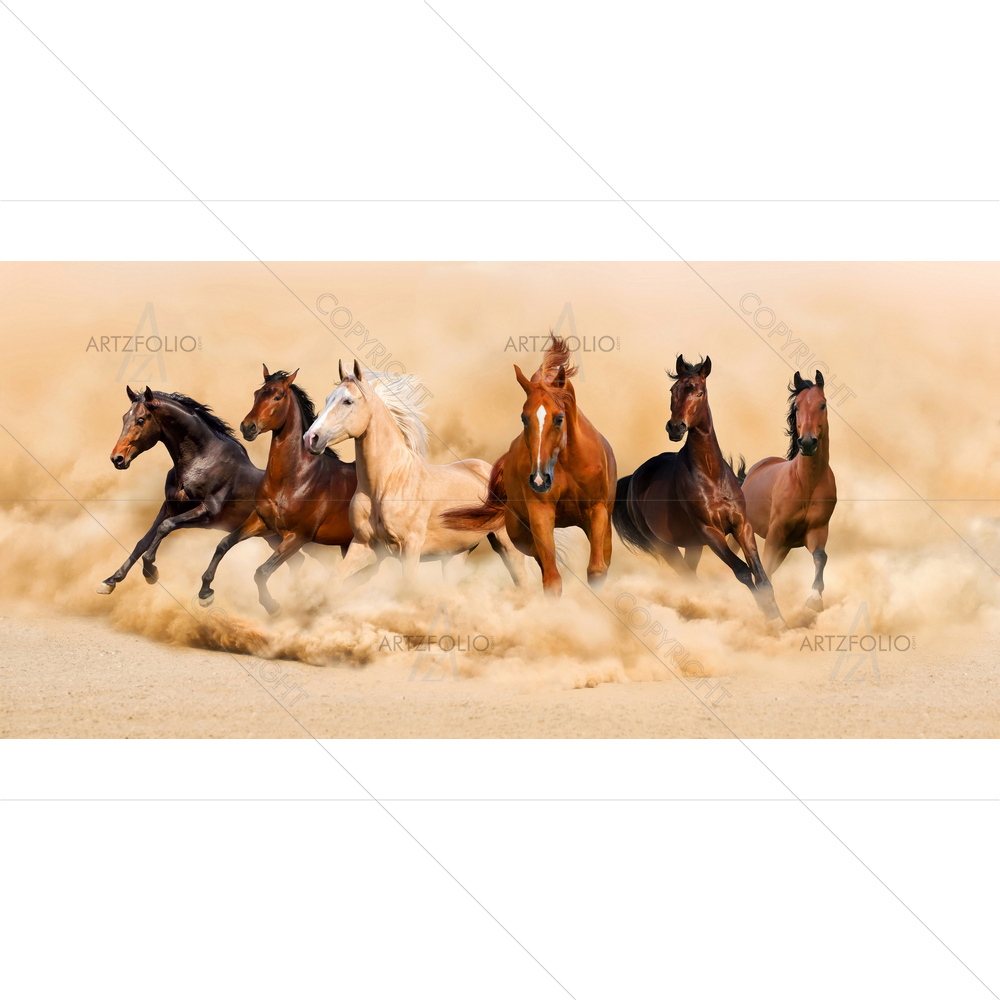 Horse Herd Running in Desert D1 — custom-size art design 5010522