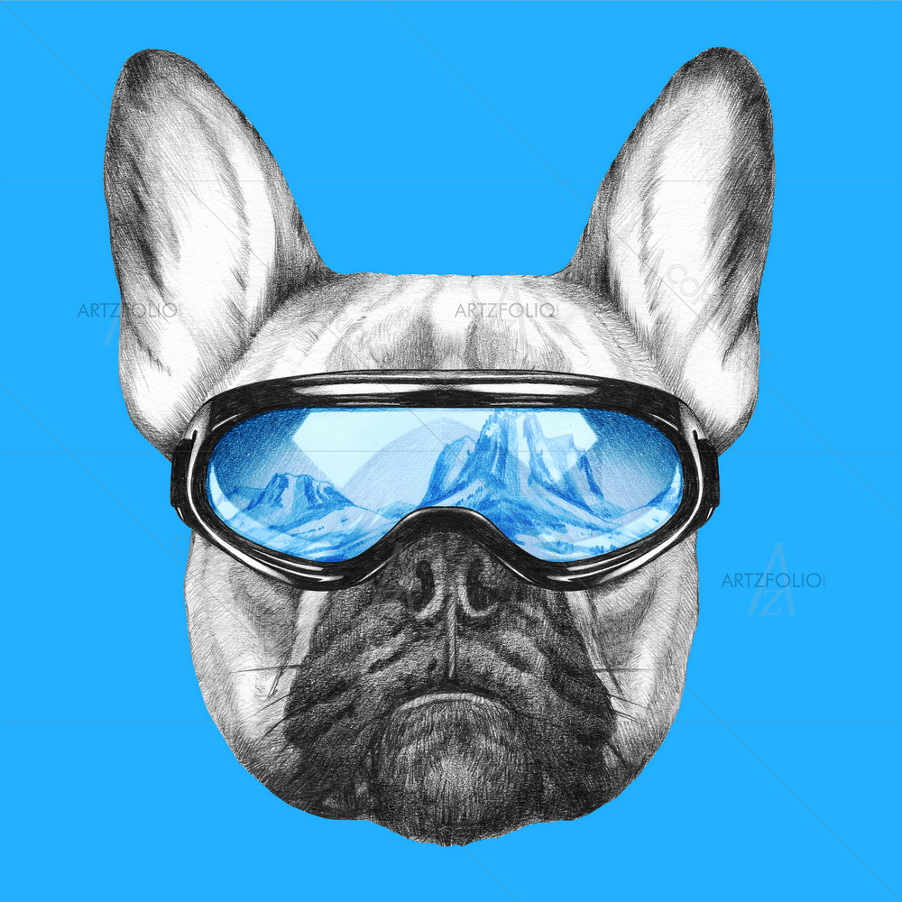 French Bulldog with Ski Goggles — custom-size art design 5010531