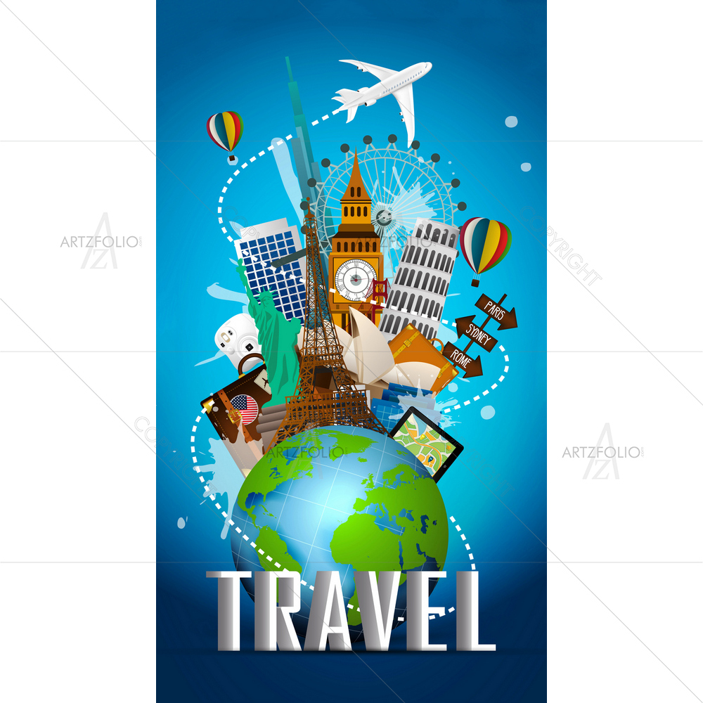 Famous Monuments of World — Architecture custom art by ArtzFolio