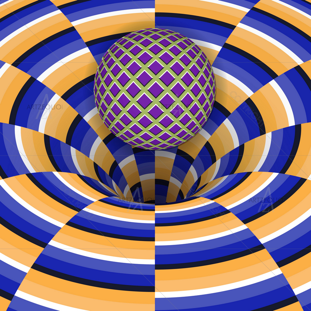 3D Optical Illusion Ball in Hole — Abstract custom art by ArtzFolio