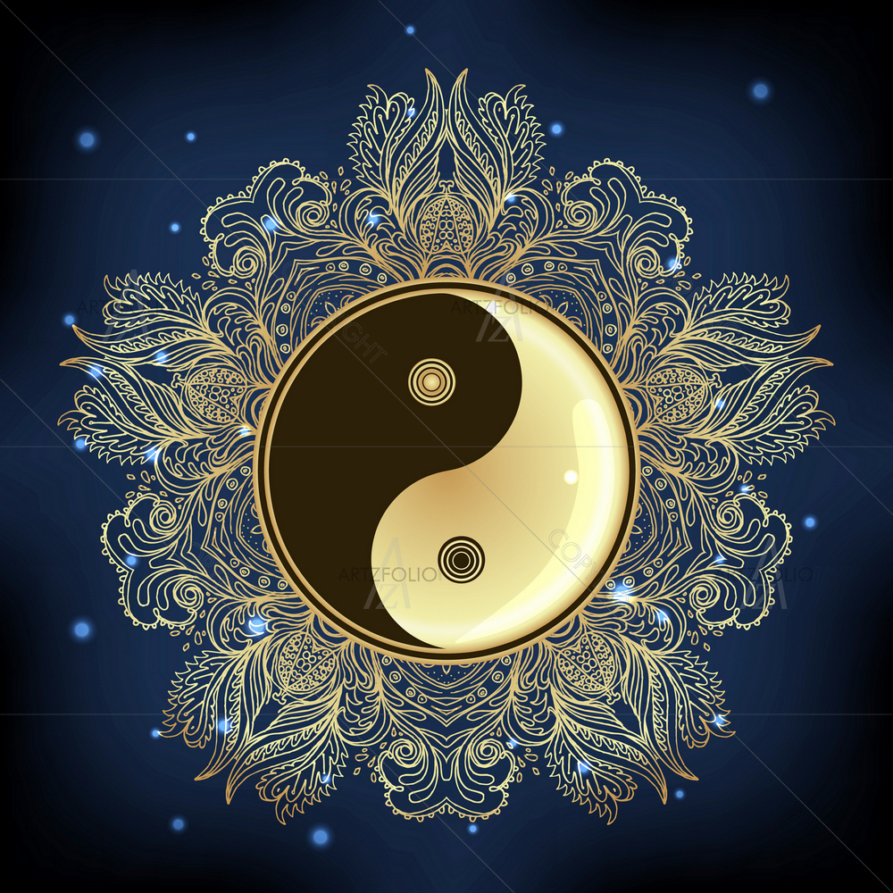 Yin and Yang Tao Mandala Symbol D1 — Devotional custom art by ArtzFolio