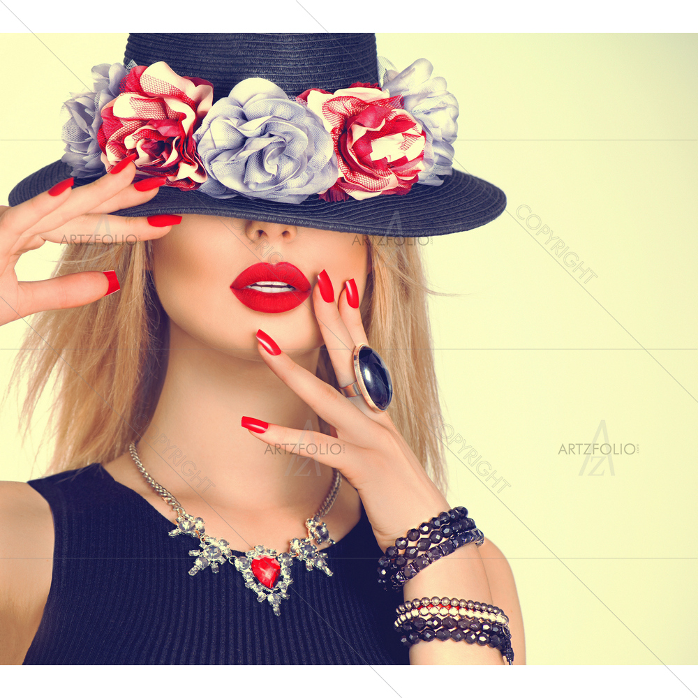 Woman With Red Lips D3 — Botanical custom art by ArtzFolio