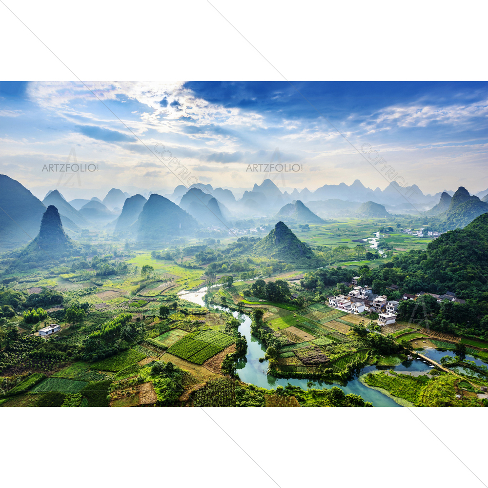 Guilin Landscape, China D1 — Fluid marble custom art by ArtzFolio