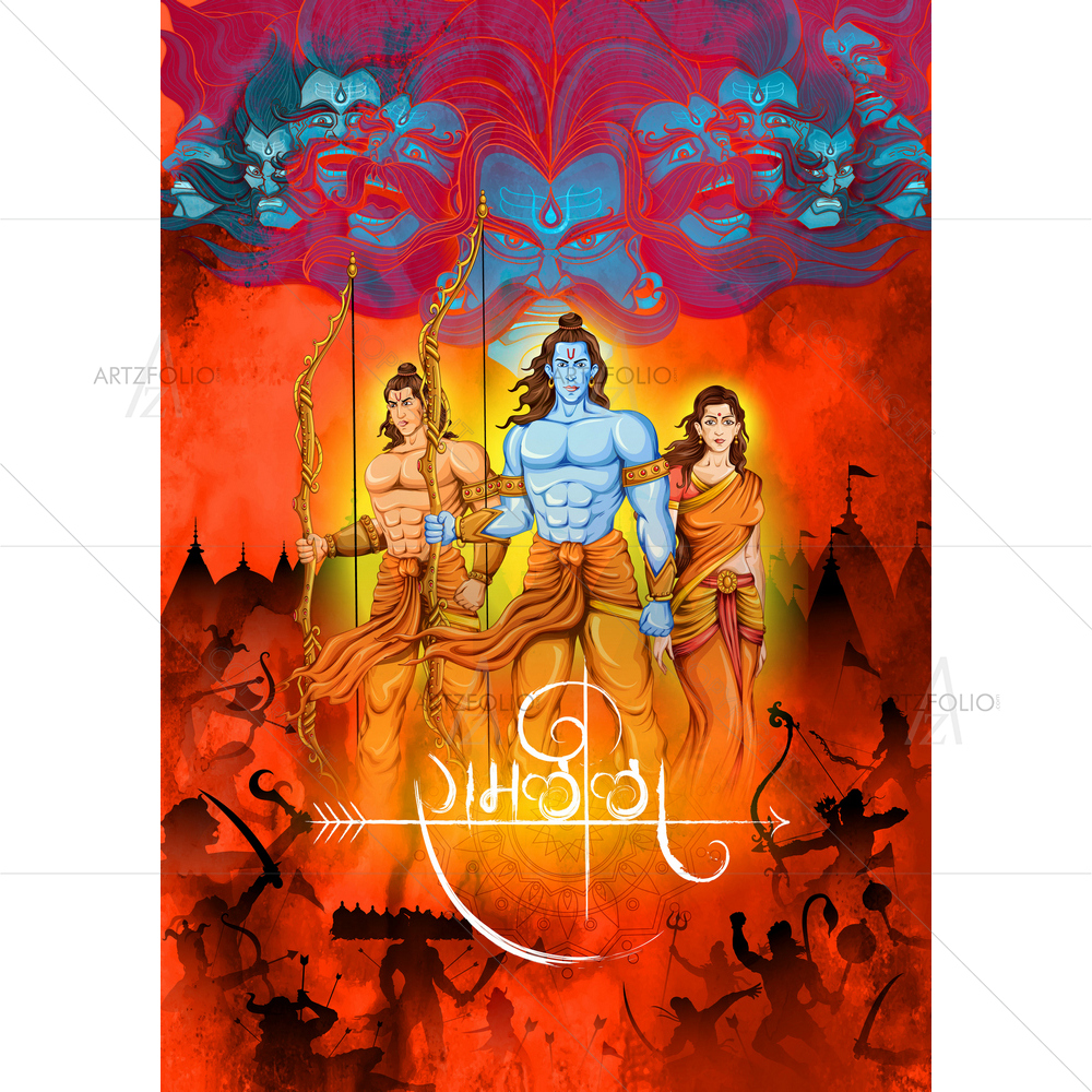Hindu Festival Ramlila — Devotional custom art by ArtzFolio