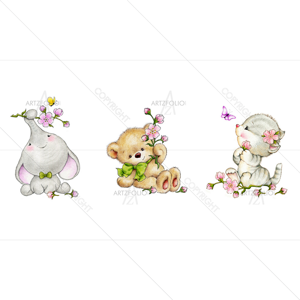 Animals Set — Botanical custom art by ArtzFolio